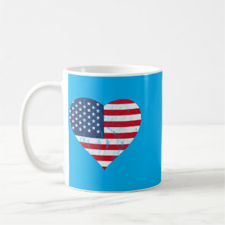 Fourth Of July Aamerican Flag Vintage Heart Cute Coffee Mug
