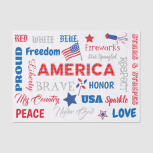 Fourth of July America USA Words Personalised Text Tissue Paper