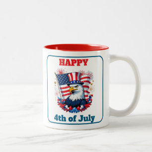 Fourth of July American Flag Fireworks Trends 2026 Two-Tone Coffee Mug