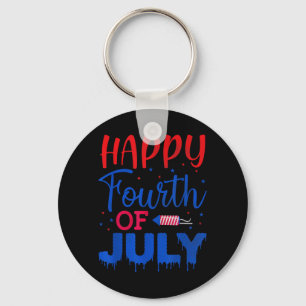 Fourth Of July American Flag Independence Day Red Key Ring
