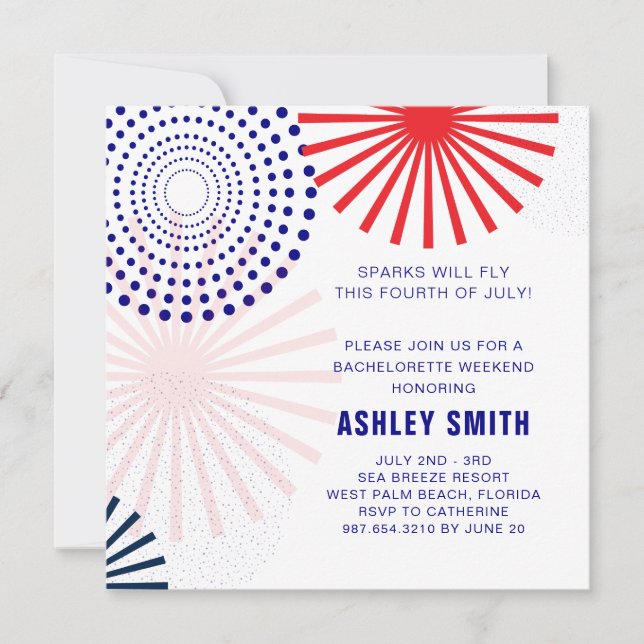 Fourth of July Bachelorette Invitation for Weekend (Front)