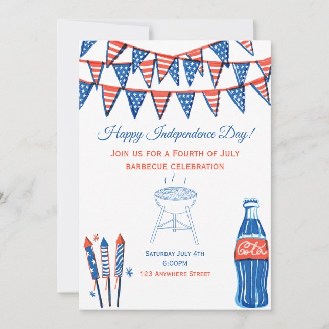 Fourth of July Barbecue  Invitation (Front)