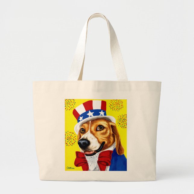 Fourth of July Beagle Dog Tote (Front)