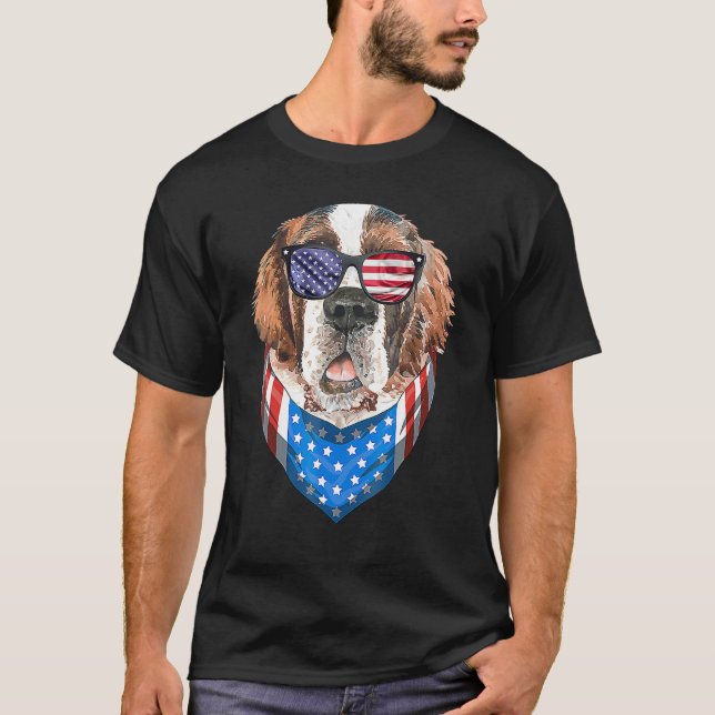 Fourth of July Bernard American Flag July 4th St B T-Shirt (Front)
