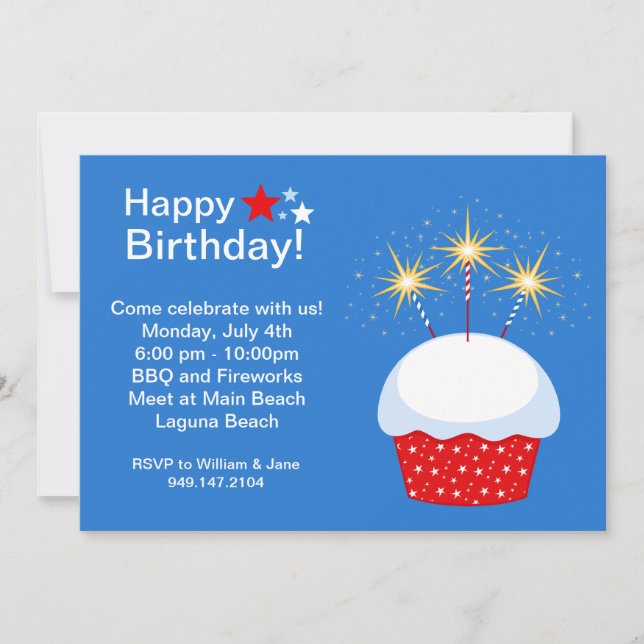 Fourth of July Birhday Party Invitation (Front)