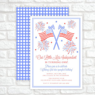 Fourth of July Birthday Invitation, American Flag Invitation
