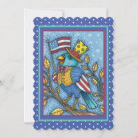 FOURTH OF JULY BLUEBIRD TWEET, AMERICAN FLAG Flat