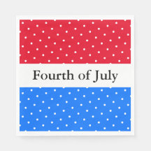 Fourth of July Bright Red White Blue Stripes Dots