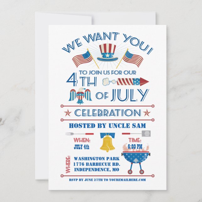 Fourth of July Celebration Invitation (Front)