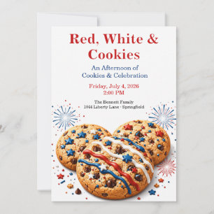 Fourth of July Cookie Social Invitation Patriotic
