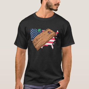 Fourth Of July Cornhole Board American Flag Bean B T-Shirt
