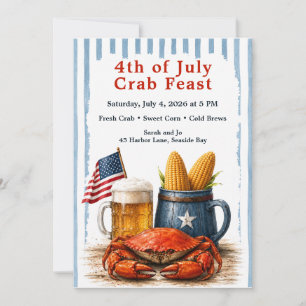 Fourth of July Crab Feast - Patriotic Seafood Invitation