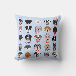 Fourth Of July Dog Faces Cushion