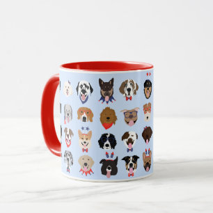 Fourth Of July Dog Faces Mug