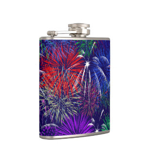 Fourth of July Fireworks Hip Flask
