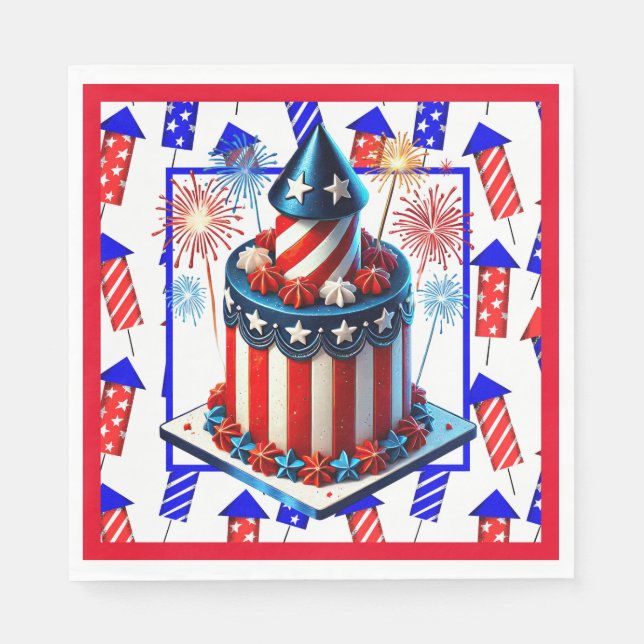 Fourth Of July Fireworks Napkin (Front)