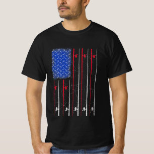 Fourth of July Fishing Pole Mens Tshirt