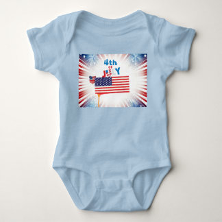 Fourth of July Flag with Fireworks Baby Bodysuit