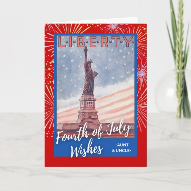Fourth of July for Aunt Uncle Statue of Liberty Card (Front)