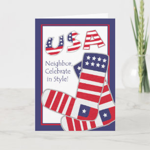 Fourth of July for Neighbour, Patriotic Socks Card