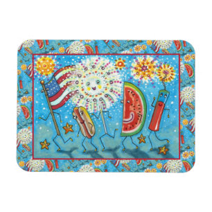 FOURTH OF JULY GANG, PARADE & FIREWORKS HOLIDAY MAGNET