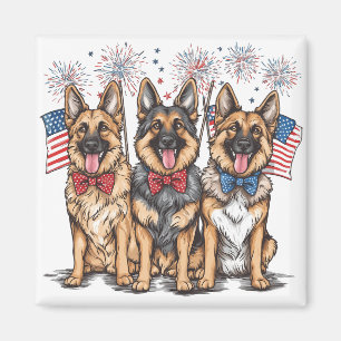Fourth Of July German Shepherd Dogs Magnet
