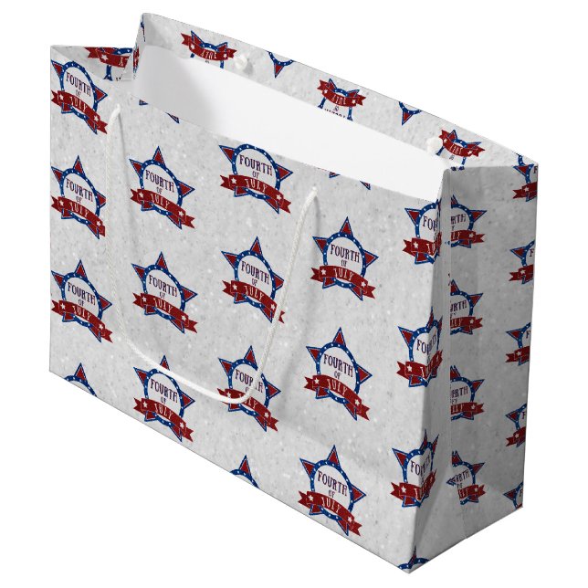Fourth Of July Glitter Large Gift Bag (Front Angled)