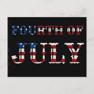 Fourth Of July Glitter Postcard