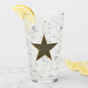 Fourth of July gold star clear drinking Glass