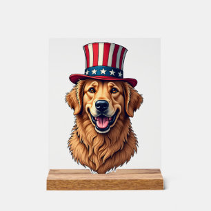 Fourth of July Golden Retriever Vintage Shirt 4 Acrylic Sign