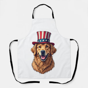 Fourth of July Golden Retriever Vintage Shirt 4 Apron
