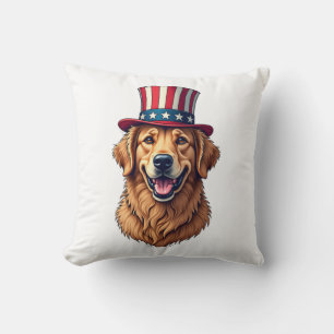Fourth of July Golden Retriever Vintage Shirt 4 Cushion
