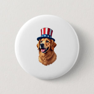 Fourth of July Golden Retriever Vintage Shirt 6 Cm Round Badge