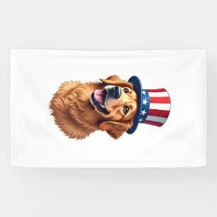 Fourth of July Golden Retriever Vintage Shirt Banner