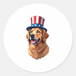Fourth of July Golden Retriever Vintage Shirt Classic Round Sticker