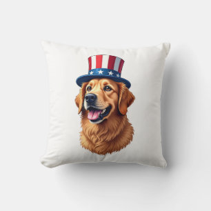 Fourth of July Golden Retriever Vintage Shirt Cushion