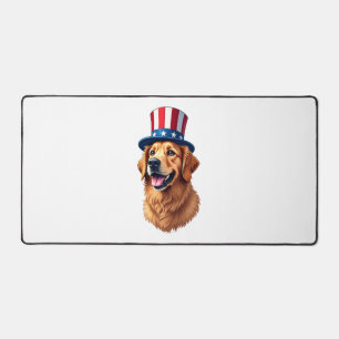 Fourth of July Golden Retriever Vintage Shirt Desk Mat