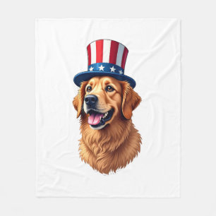 Fourth of July Golden Retriever Vintage Shirt Fleece Blanket