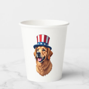 Fourth of July Golden Retriever Vintage Shirt Paper Cups