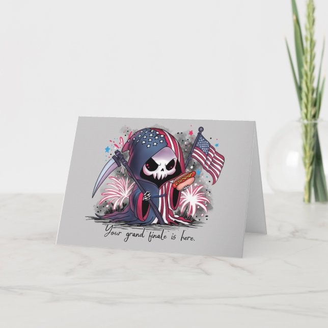 Fourth of July Grim Reaper Holiday Card (Front)