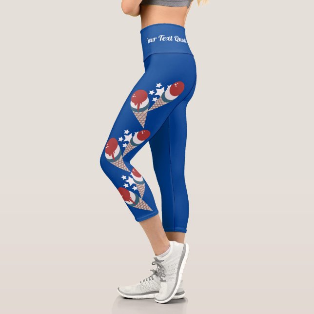 Fourth of July Icecream Quote  Capri Leggings (Left)