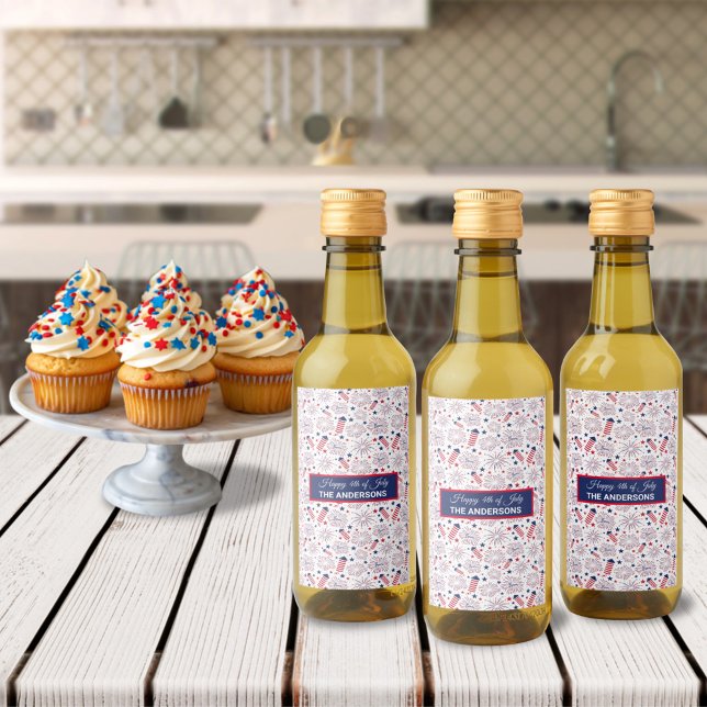 Fourth of July Independence Day BBQ Celebration Wine Label (Creator Uploaded)