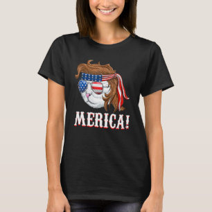 Fourth Of July Merica  American Patriot Cat Mullet T-Shirt