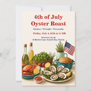 Fourth of July Oyster Roast - Coastal Seafood  Invitation