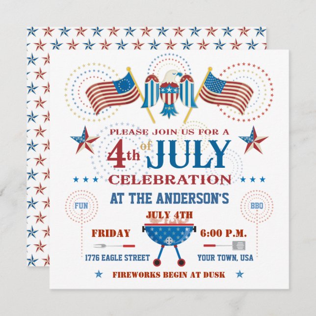 Fourth of July Party Invitation (Front/Back)
