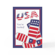 Fourth of July Party Invitation, Patriotic Socks