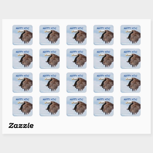 Fourth of July party stickers featuring Bald Eagle (Sheet)