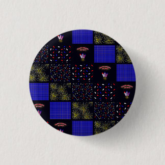 Fourth of July Patchwork Pattern - July 4th 3 Cm Round Badge