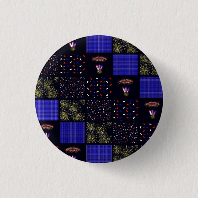 Fourth of July Patchwork Pattern - July 4th 3 Cm Round Badge (Front)
