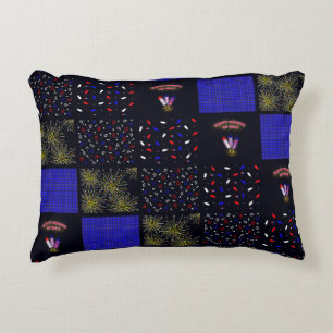 Fourth of July Patchwork Pattern - July 4th Decorative Cushion